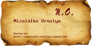 Mizsialko Orsolya névjegykártya
